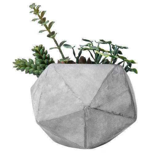 Artificial Succulents in Hexagon Cement Planter - MyGift