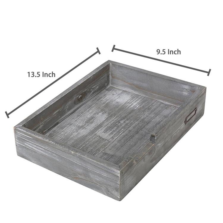 Ash Gray Wood Office Desktop Multipurpose File Organizers, Set of 2 - MyGift Enterprise LLC