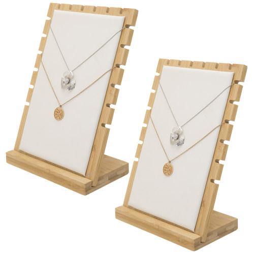 Bamboo & White Panel Jewelry/Necklace Display, Set of 2 - MyGift