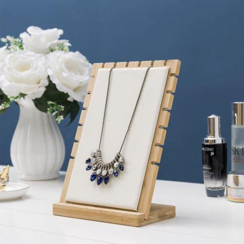 Bamboo & White Panel Jewelry/Necklace Display, Set of 2 - MyGift