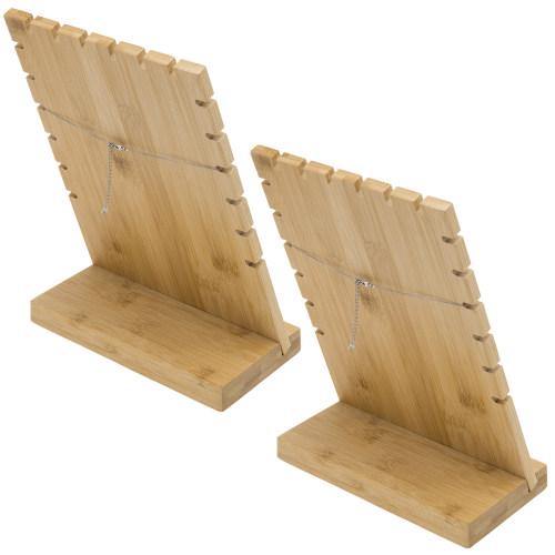 Bamboo & White Panel Jewelry/Necklace Display, Set of 2 - MyGift