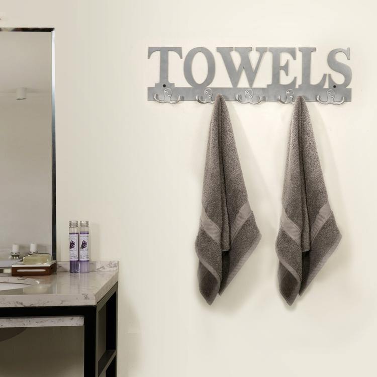 Bathroom Rack with Cutout Design, Silver Metal - MyGift