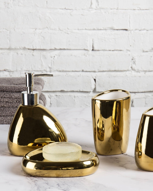 Modern Gold Ceramic Bathroom Accessory Set-MyGift