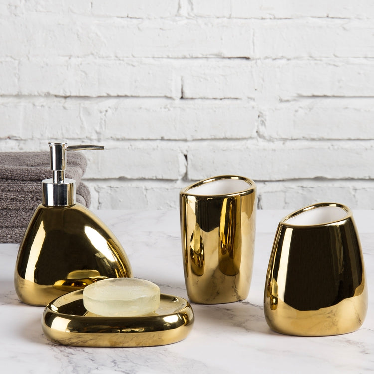 Modern Gold Ceramic Bathroom Accessory Set-MyGift