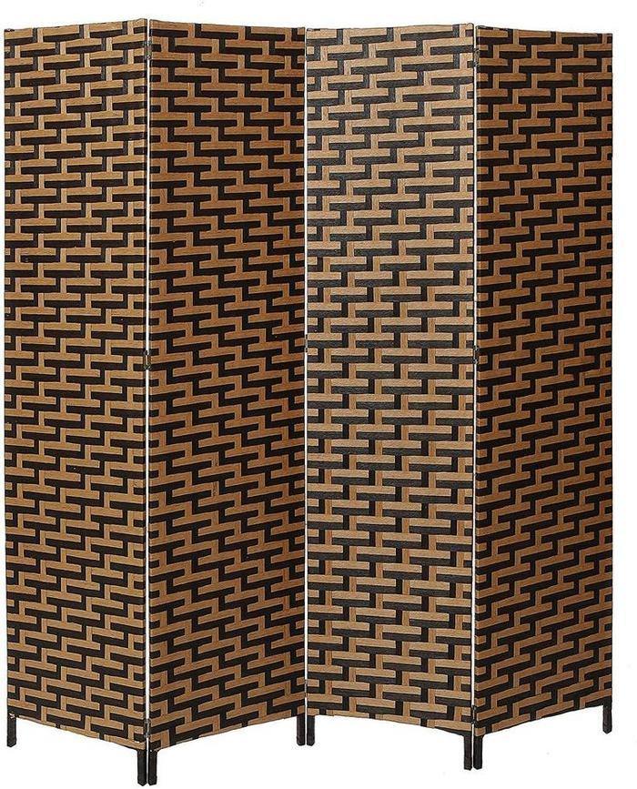 Black & Brown Woven Design Wood Room Divider - MyGift