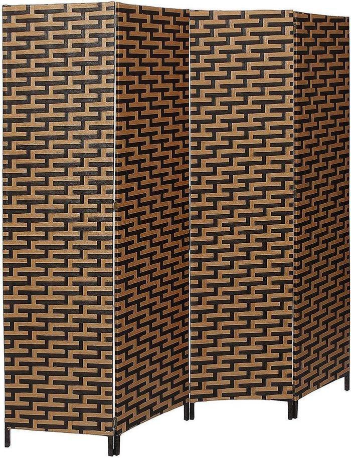 Black & Brown Woven Design Wood Room Divider - MyGift