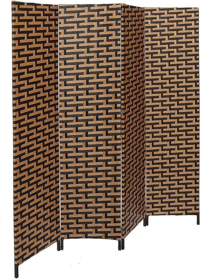Black & Brown Woven Design Wood Room Divider - MyGift