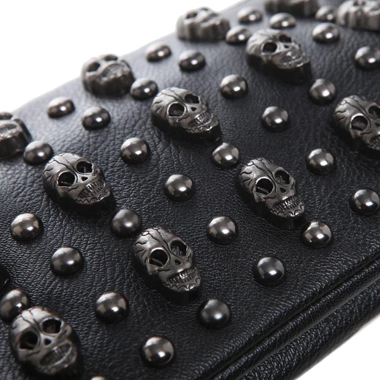 Black Gunmetal Skulls Studded Crossbody Mini Bag