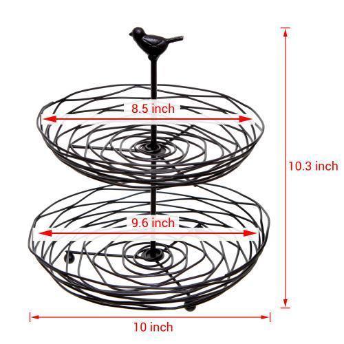 Black Metal Bird Nest Design Produce & Fruit Basket - MyGift