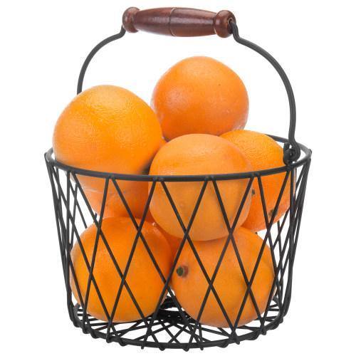 Black Metal Country Style Egg Basket with Handle - MyGift