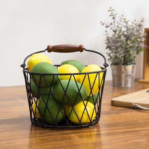 Black Metal Country Style Egg Basket with Handle - MyGift