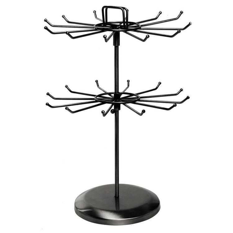 Black Metal Jewelry Organizer Tower Display Stand w/ Hairclip Holder - MyGift Enterprise LLC