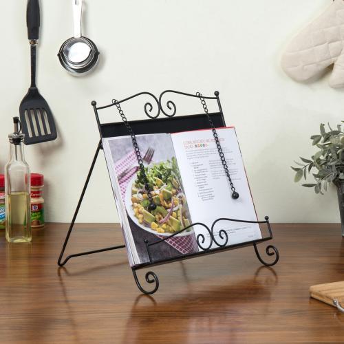 Black Metal Scrollwork Cookbook Holder