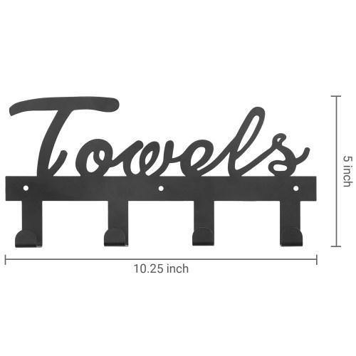 Black Metal Towel Rack, TOWELS Cutout Design - MyGift