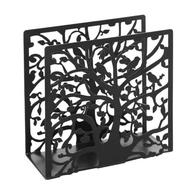 Black Metal Tree & Bird Design Tabletop Napkin / Tissue Holder - MyGift Enterprise LLC