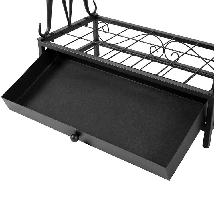 Modern Black Metal Umbrella Storage Rack with Removable Base Drip Tray - MyGift Enterprise LLC