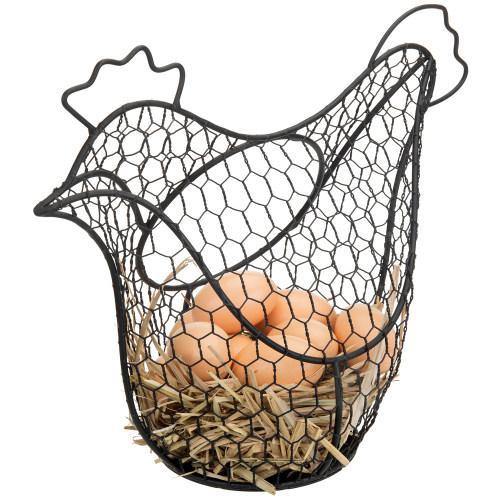 Black Metal Wire Chicken Design Egg Basket - MyGift