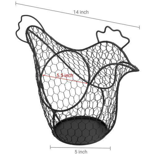Black Metal Wire Chicken Design Egg Basket - MyGift