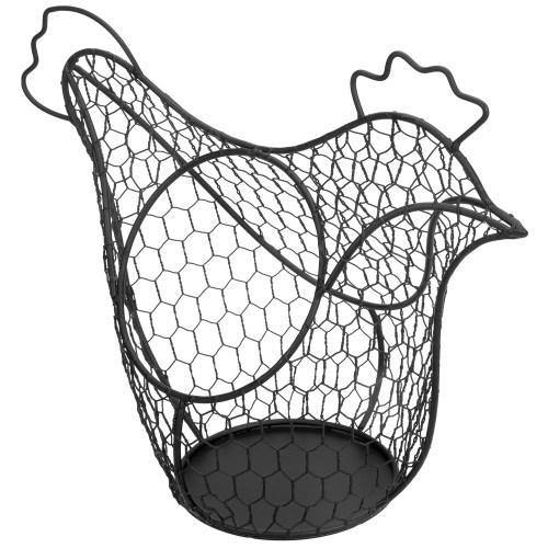 Black Metal Wire Chicken Design Egg Basket - MyGift