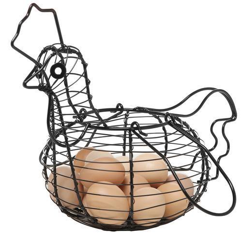 Black Metal Wire Chicken Egg Basket/Decorative Kitchen Baskets - MyGift