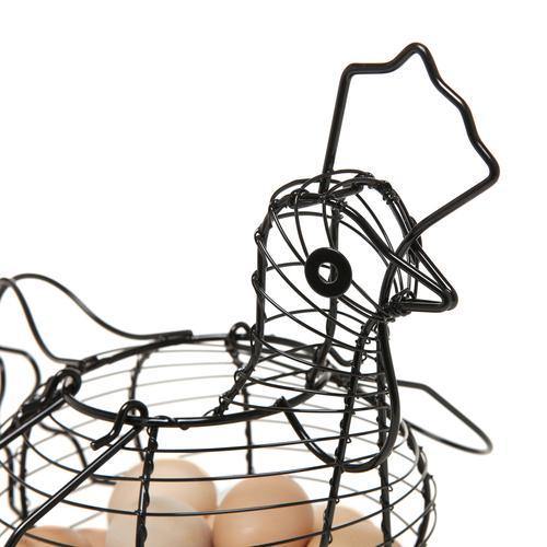 Black Metal Wire Chicken Egg Basket/Decorative Kitchen Baskets - MyGift