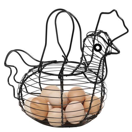 Black Metal Wire Chicken Egg Basket/Decorative Kitchen Baskets - MyGift