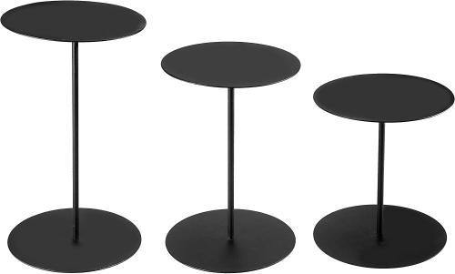 Black Round Metal Pedestal Display Risers Stand, Set of 3 - MyGift