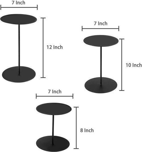Black Round Metal Pedestal Display Risers Stand, Set of 3 - MyGift