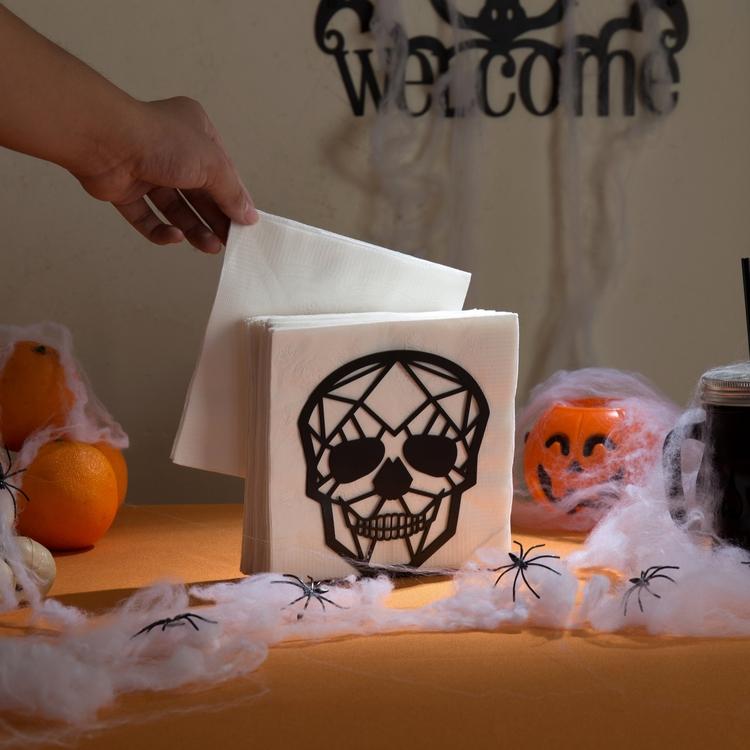 Black Skull Design Metal Napkin Holder