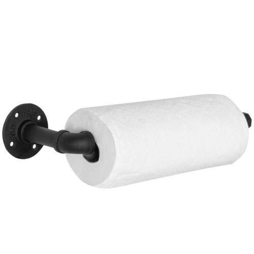 Black Wall-Mounted Industrial Pipe Paper Towel Holder - MyGift