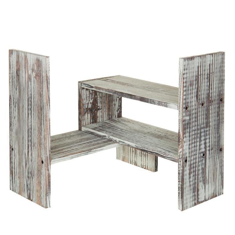 Bookcase Modular Rustic Torched Wood Organizer - MyGift
