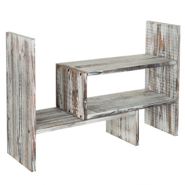 Bookcase Modular Rustic Torched Wood Organizer - MyGift