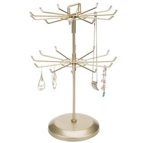 Brass Metal Rotating Jewelry Organizer with Hairclip Holder - MyGift