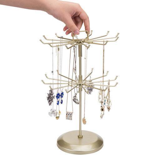 Brass Metal Rotating Jewelry Organizer with Hairclip Holder - MyGift