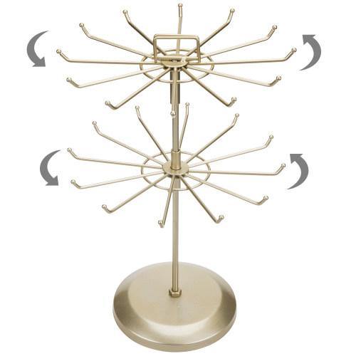 Brass Metal Rotating Jewelry Organizer with Hairclip Holder - MyGift
