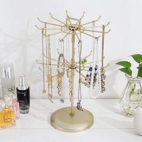 Brass Metal Rotating Jewelry Organizer with Hairclip Holder - MyGift