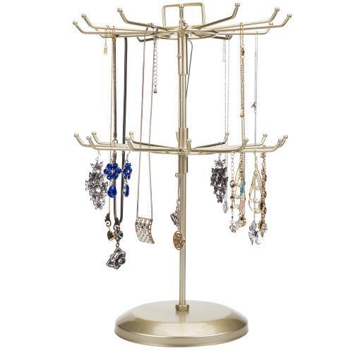 Brass Metal Rotating Jewelry Organizer with Hairclip Holder - MyGift