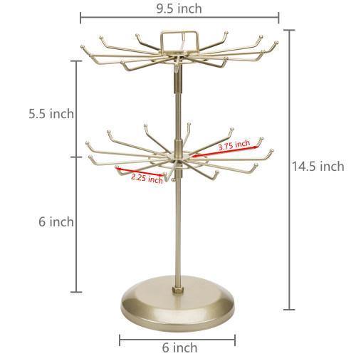 Brass Metal Rotating Jewelry Organizer with Hairclip Holder - MyGift