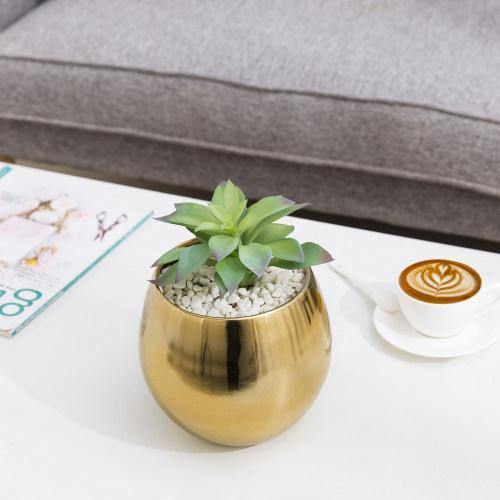 Brass Plated Metal Round Bowl-Shaped Vase - MyGift