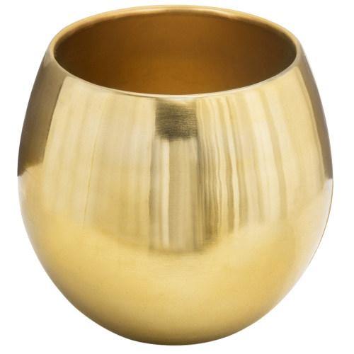 Brass Plated Metal Round Bowl-Shaped Vase - MyGift