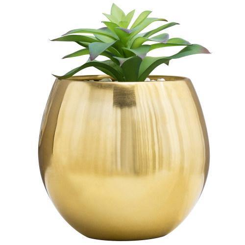 Brass Plated Metal Round Bowl-Shaped Vase - MyGift