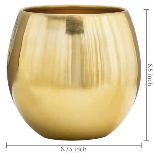 Brass Plated Metal Round Bowl-Shaped Vase - MyGift
