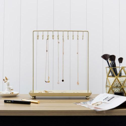 Brass-Tone 20-Hook Necklace Display