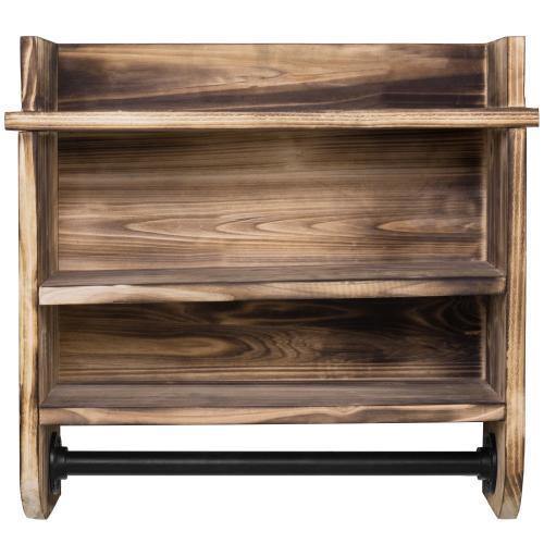 Brown Wood Bathroom Shelf & Metal Towel Bar - MyGift