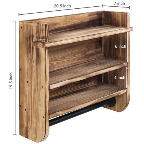 Brown Wood Bathroom Shelf & Metal Towel Bar - MyGift