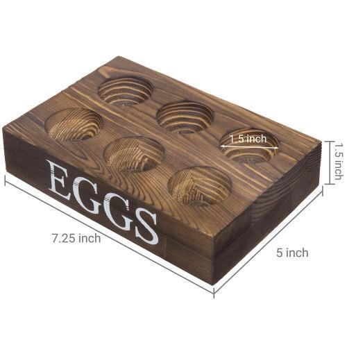 Burnt Dark Brown Wood Egg Tray for 6 Eggs - MyGift