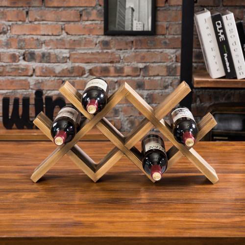 Burnt Solid Wood Countertop Wine Rack - MyGift