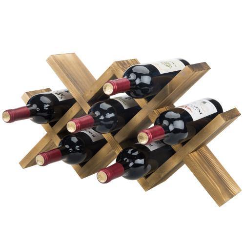 Burnt Solid Wood Countertop Wine Rack - MyGift