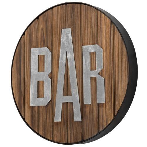 Burnt Wood & Galvanized Metal Bar Sign - MyGift
