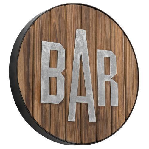 Burnt Wood & Galvanized Metal Bar Sign - MyGift